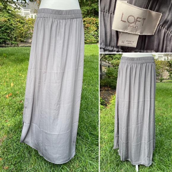 LOFT Dresses & Skirts - Ann Taylor LOFT Silky Maxi Skirt Gray Flowy Medium